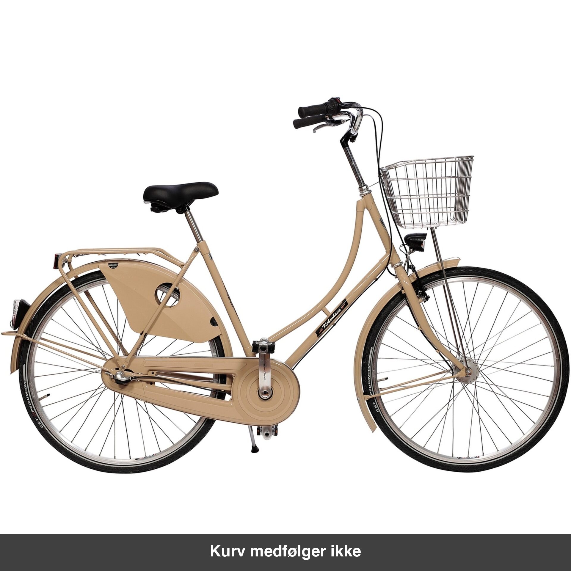 København Damecykel Cappuccino med metalkurv. Kurven medfølger ikke