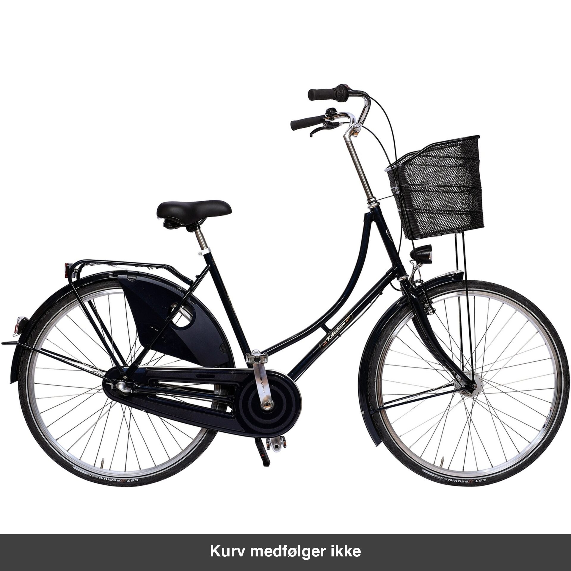 København Damecykel Mørk Blå med sort metalkurv. Kurven medfølger ikke