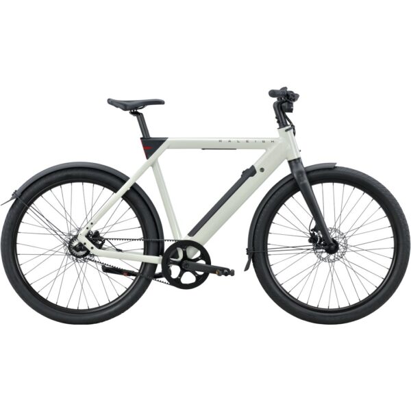 Raleigh One Unisex Elcykel 1 Gear Remtræk Blank Råhvid