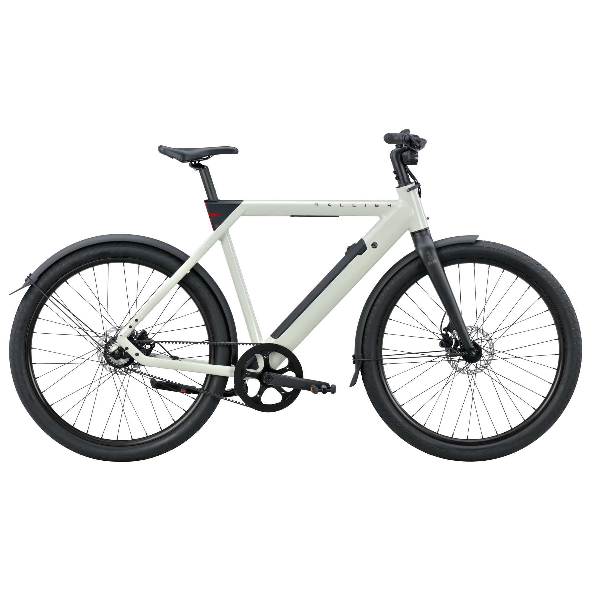 Raleigh One Unisex Elcykel 1 Gear Remtræk Blank Råhvid